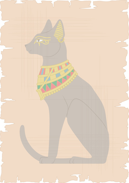 Egyptian Cat on Papyrus - Vector, Imagen
