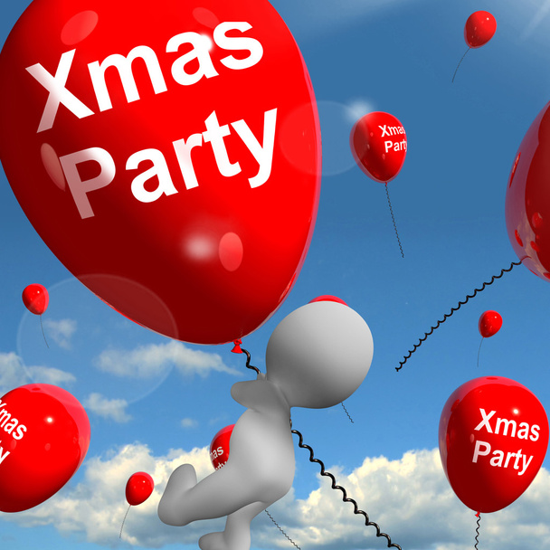 Weihnachtsfeier Luftballons zeigen Weihnachtsfeier und Fest - Foto, Bild