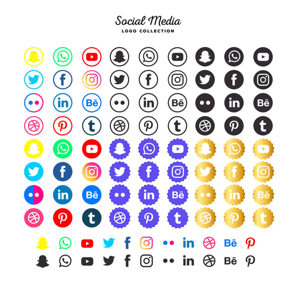 Social-Media-Ikone gesetzt - Vektor, Bild