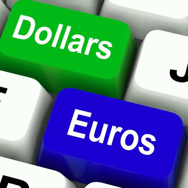 dollár és az euró kulcsok jelent deviza exchange online - Fotó, kép