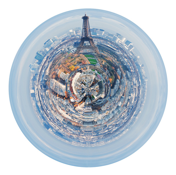 eiffel tower and spherical panorama of Paris - Photo, image