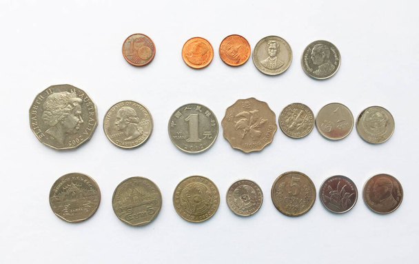 old money, currencies of different countries of the world, world money, gold and silver coins, currency, mone - Φωτογραφία, εικόνα
