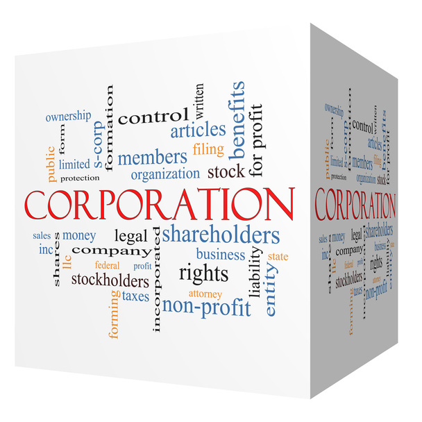 Corporation 3d kocka szó fogalmát felhő - Fotó, kép