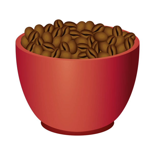 kávová zrna v keramickém šálku - Vektor, obrázek