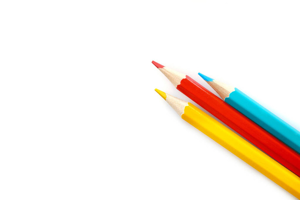 Colored pencils isolated on white background. - Photo, Image