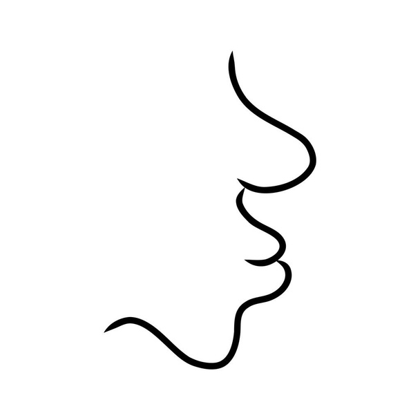 Desenho de linha abstrata da face humana. Retrato de homem e mulher de arte de linha moderna, contorno minimalista. Vector Abstract minimal face line art for t-shirt, slogan design print graphics style. Ótimo para decoração de casa, como cartazes, arte da parede, sacola, t-shirt  - Vetor, Imagem