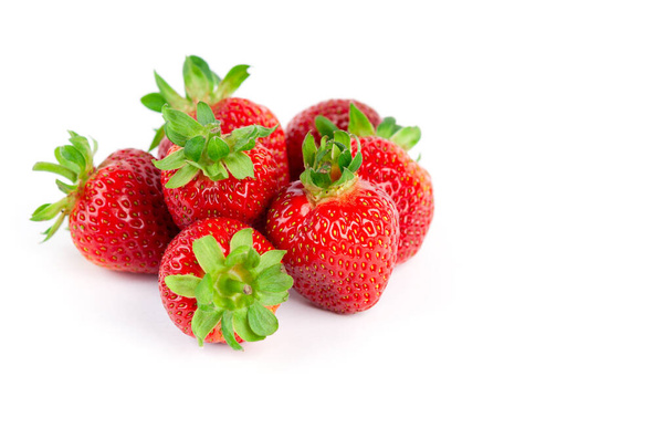 Strawberry on white background. Fresh sweet fruit closeup - Foto, afbeelding