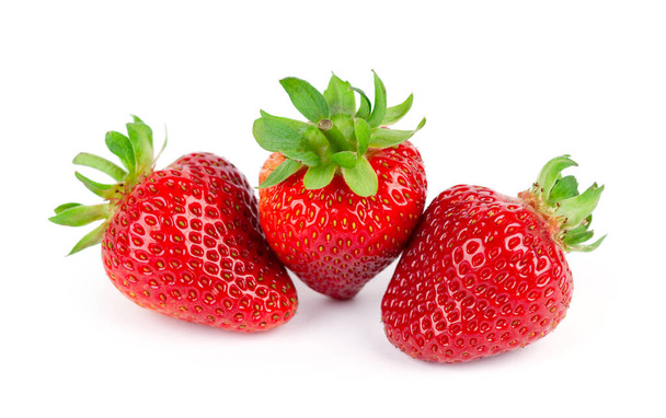 Strawberry on white background. Fresh sweet fruit closeup - Foto, afbeelding