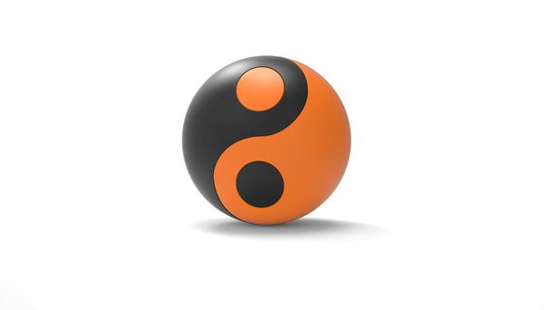 黒とオレンジの陰&陽3dシンボル。ストック画像 - 写真・画像