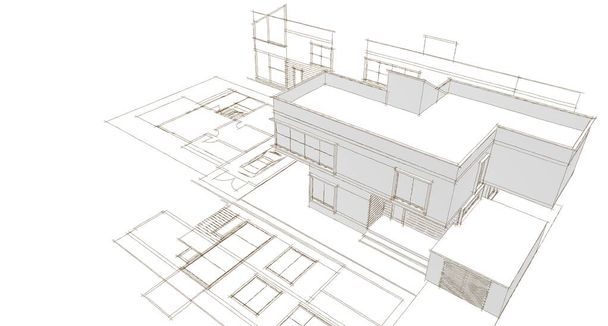 modern ház terv vázlat 3d illusztráció - Fotó, kép