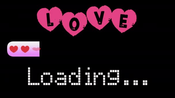 Love Loading Bar, voortgangsbalk voor Valentijnsdag, huwelijk, verloving, liefdesverklaring - zwarte achtergrond - 4K Ultra  - Video