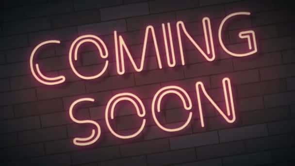 coming soon Neon Sign Lights animation.4K video.wall background. - Footage, Video