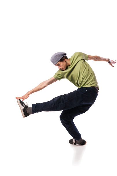 Hip hop dancer performing isolated over white - Photo, Image