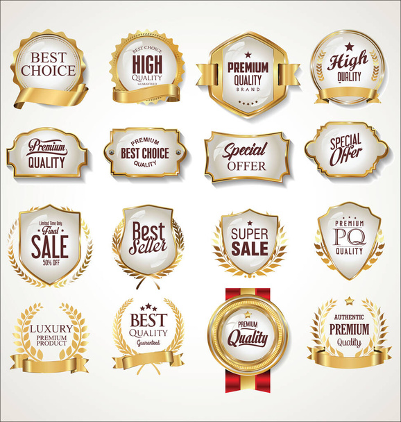 Collection of shields badges and labels retro style  - Vector, imagen