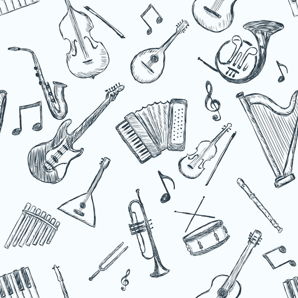 Vector Seamless Pattern of Musical Instriments - Vector, Image