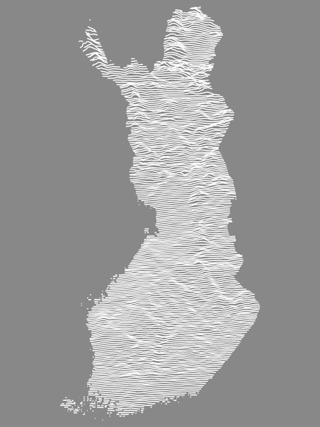Χάρτης Λευκής Τοπογραφικής Ανακούφιση της Ευρωπαϊκής χώρας της Φινλανδίας - Διάνυσμα, εικόνα