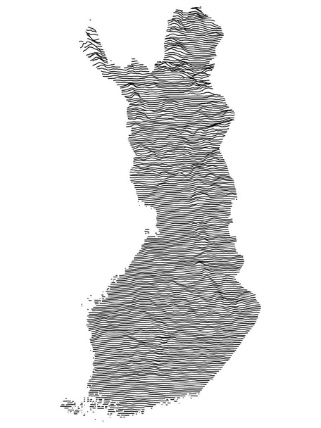 Avrupa ülkesi Finlandiya 'nın Gri Topografik Yardım Haritası - Vektör, Görsel