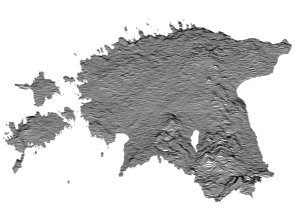 Mapa topográfico gris del país europeo de Estonia - Vector, Imagen