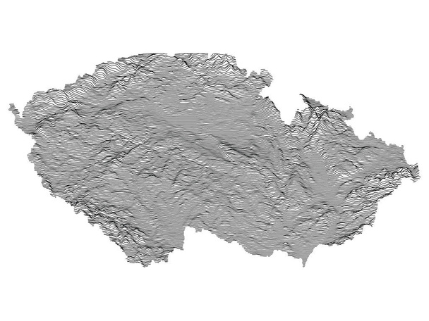 Mapa de relieve topográfico gris del país europeo de la República Checa - Vector, Imagen