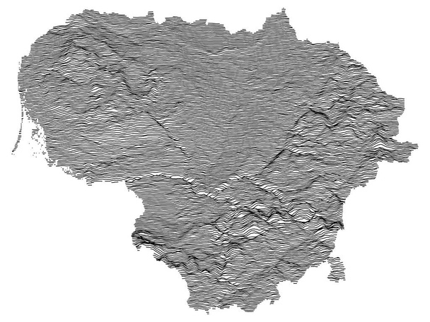 Gray Topographic Relief Mapa Europejskiego Państwa Litewskiego - Wektor, obraz
