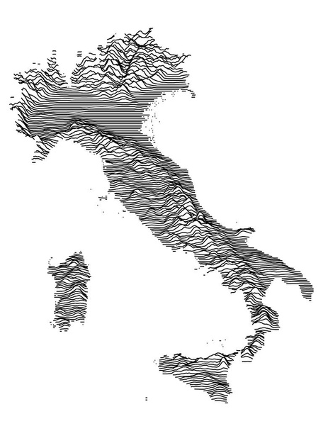 Gray Topographic Relief Map of European Country of Italy - Vector, Image