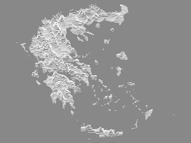 Yunanistan 'ın Avrupa Ülkesi Beyaz Topografik Yardım Haritası - Vektör, Görsel