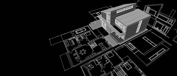 maison projet architectural croquis illustration 3d - Photo, image