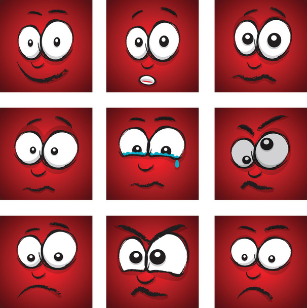 Cartoon gezicht rode groep - Vector, afbeelding