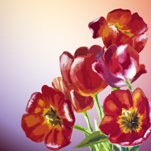 Tulips. Spring flowers invitation template card - Вектор, зображення