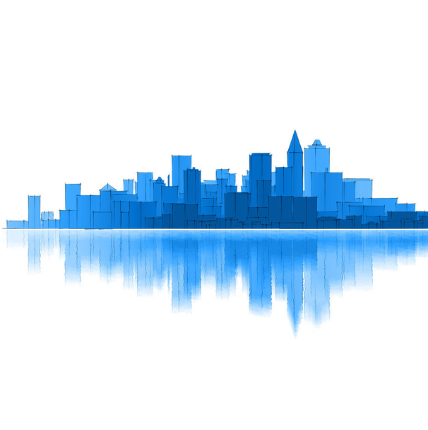 moderní panorama města 3D ilustrace - Fotografie, Obrázek