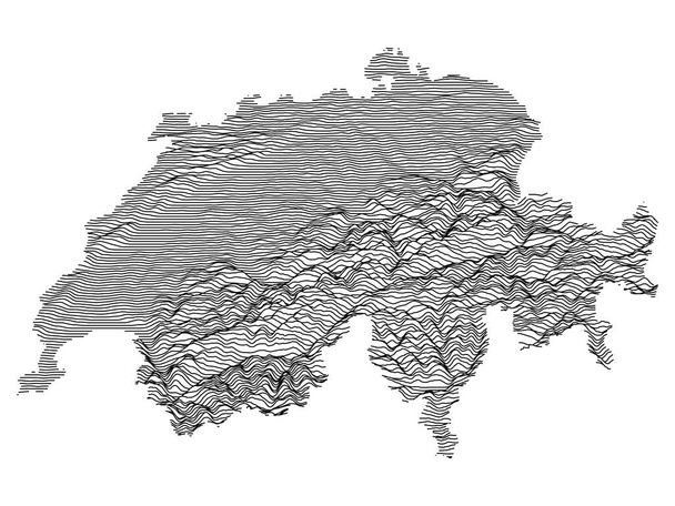 スイスの白い地形の救済地図上の黒 - ベクター画像
