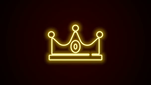 Сяюча неонова лінія значок королівської корони ізольована на чорному тлі. 4K Відео рух графічна анімація
 - Кадри, відео