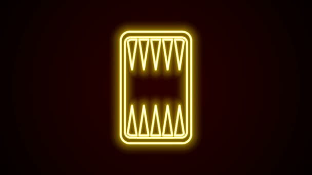 Hehkuva neon line Backgammon aluksella kuvake eristetty mustalla taustalla. 4K Video motion graafinen animaatio - Materiaali, video