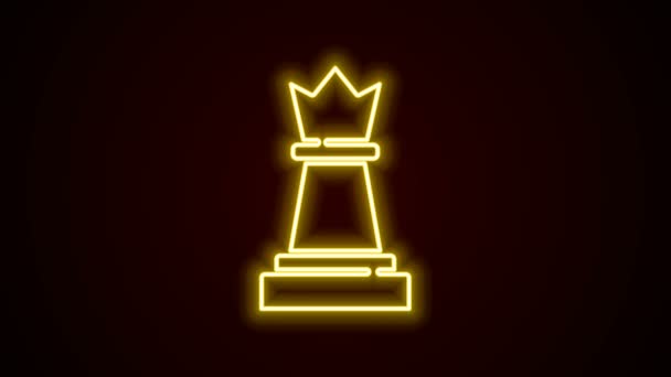 Świecąca neonowa ikona szachowa odizolowana na czarnym tle. Strategia biznesowa. Gra, zarządzanie, finanse. 4K Animacja graficzna ruchu wideo - Materiał filmowy, wideo