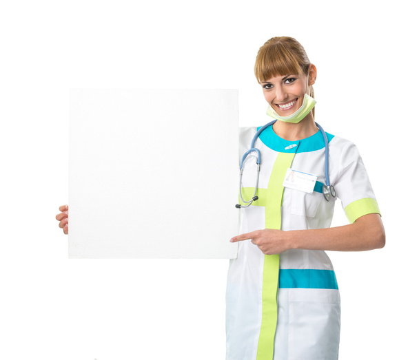 Femme médecin montrant tableau blanc
 - Photo, image