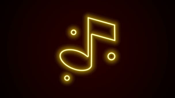 Linea al neon luminosa Nota musicale, icona del tono isolata su sfondo nero. Animazione grafica 4K Video motion - Filmati, video