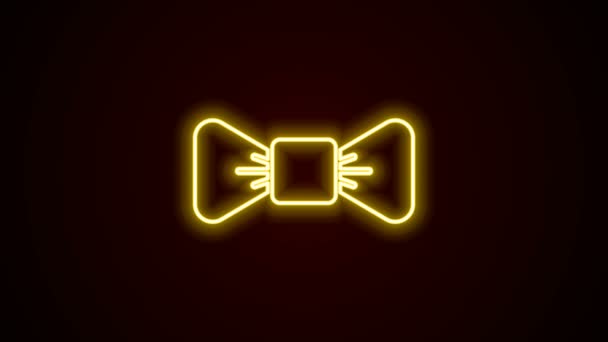 Ragyogó neon vonal Íj nyakkendő ikon elszigetelt fekete háttér. 4K Videó mozgás grafikus animáció - Felvétel, videó