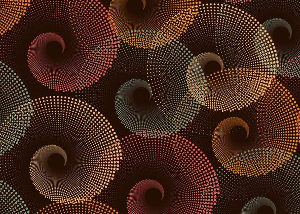 African Wax Print fabric, Ethnic handmade ornament for your design, colorful Spiral tribal motívumok geometrikus elemek. Vektor textúra, afro textil Ankara divat stílus. Pareo wrap ruha, Afrika batik  - Vektor, kép