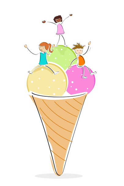 Kids with ice cream - Фото, зображення