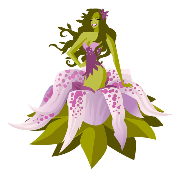 Alraune femmina mezzo fiore creatura magica - Vettoriali, immagini