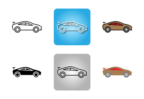 αυτοκίνητο εικονίδιο που απομονώνονται σε λευκό φόντο για το σχεδιασμό ιστοσελίδων, ταξιδιωτική έννοια - Διάνυσμα, εικόνα