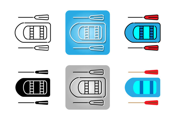inflatable rubber boat  icon set isolated on white background for web design  - Vector, Image