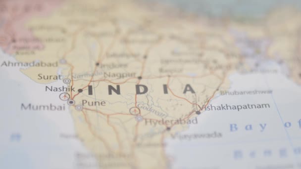 The Country of India on a Colorful and Blurry South Asia Map - Felvétel, videó