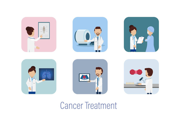 Cancer treatment avatars flat design vector illustration - Vector, Image