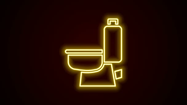 Gloeiende neon lijn toiletpot pictogram geïsoleerd op zwarte achtergrond. 4K Video motion grafische animatie - Video