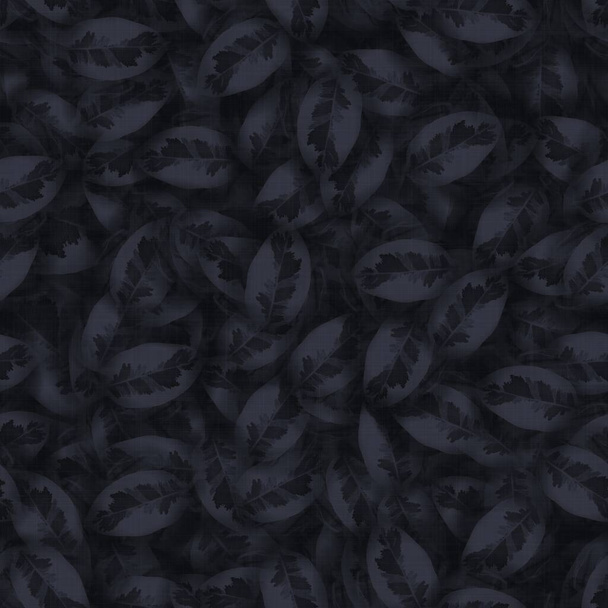 Sötét hangulatú szinte fekete levél zökkenőmentes minta - Fotó, kép