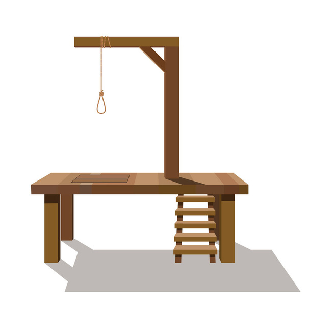 Hinrichtungssymbol Galgen mit Seil und Schlinge - Vektor, Bild