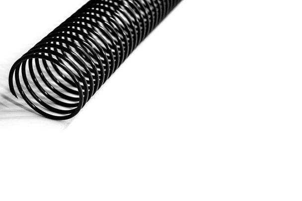 black plastic coil spring on white background - Photo, Image