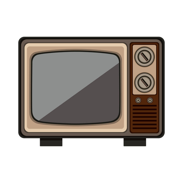старый ретро телевизор изолированный значок - Вектор,изображение