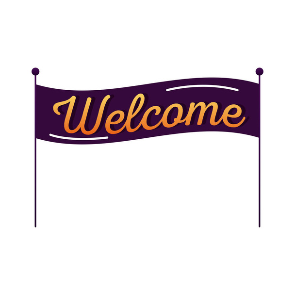 welcome label lettering in banner - Vector, Image